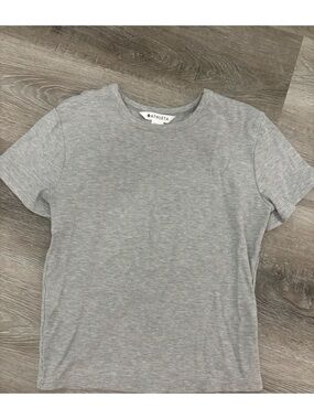 Athleta Heather Gray Ribbed Crewneck Tee size small modal spandex